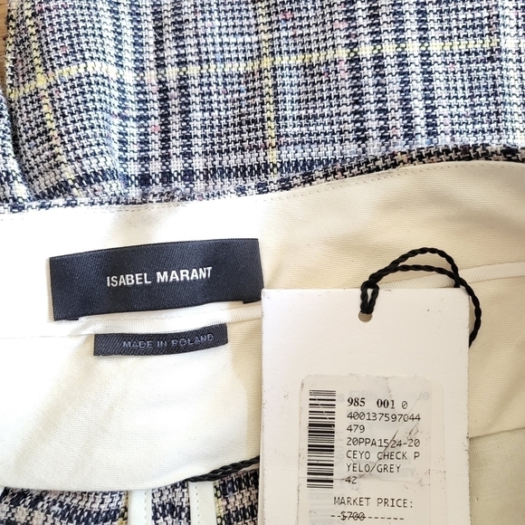 New ISABEL MARANT Ceyo Checked High-Rise Slim Fit Trouser Pants NWT 10 US/42 FR - Picture 13 of 15